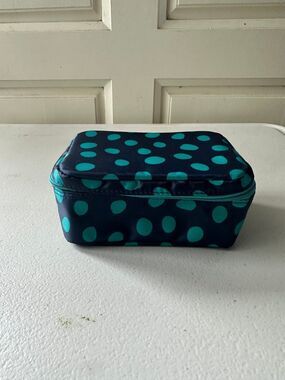 NWOT Thirty-One Navy Lotsa Dots Baubles Bracelets Jewelry Cinch Bags Travel Case